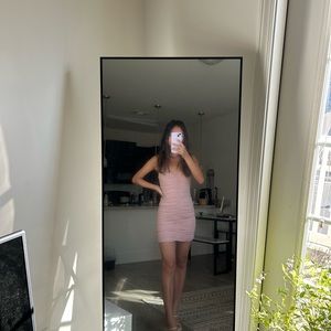 Aritzia pink ruched body con dress